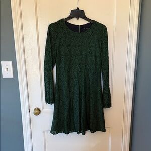 Zara Forest Green Lace Long Sleeve Dress